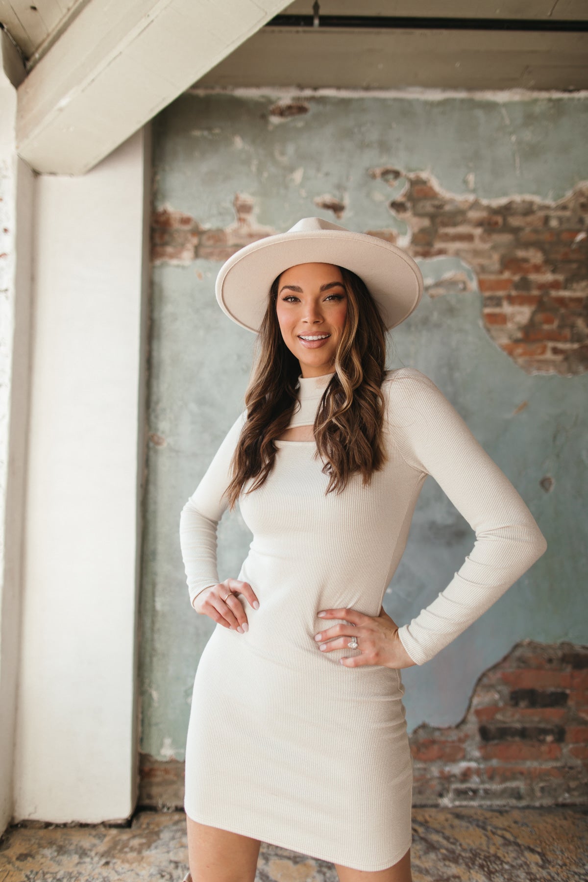 Caitlin Cut-Out Dress, alternate, color, Cream