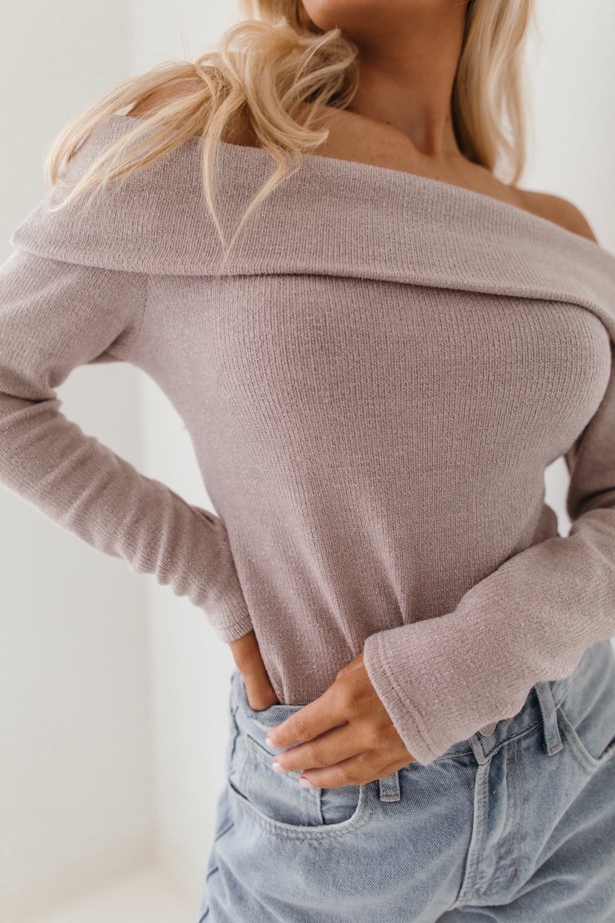 Hadley Shimmer Off the Shoulder Sweater, Alternate, Color, Tan Shimmer