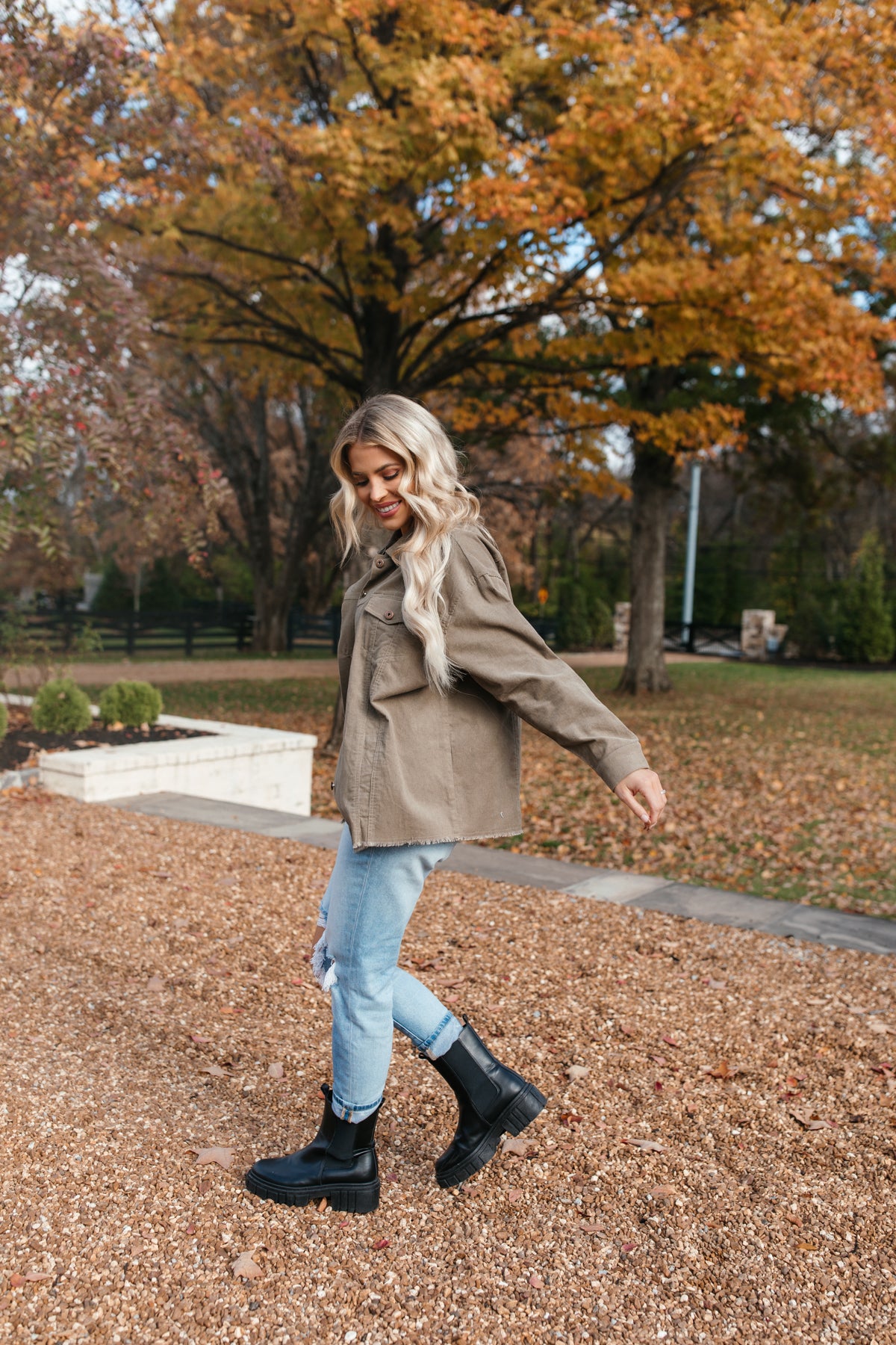 Corduroy Button Shacket, alternate, color, olive