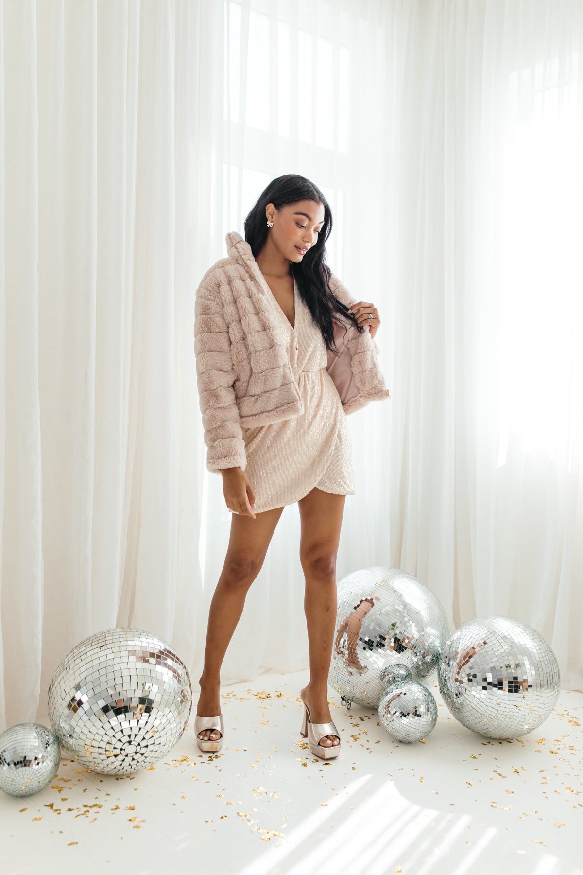 Blake Faux Fur Jacket, alternate, color, Beige
