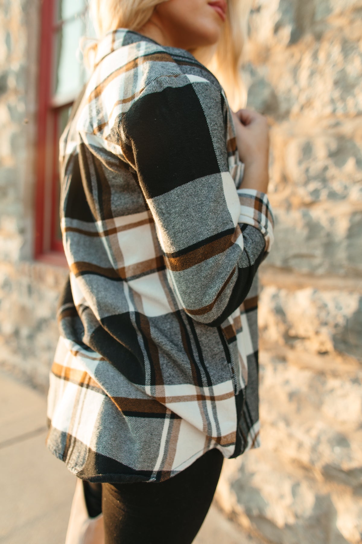 Stella Flannel Shirt, Alternate, color, Black Brown Plaid