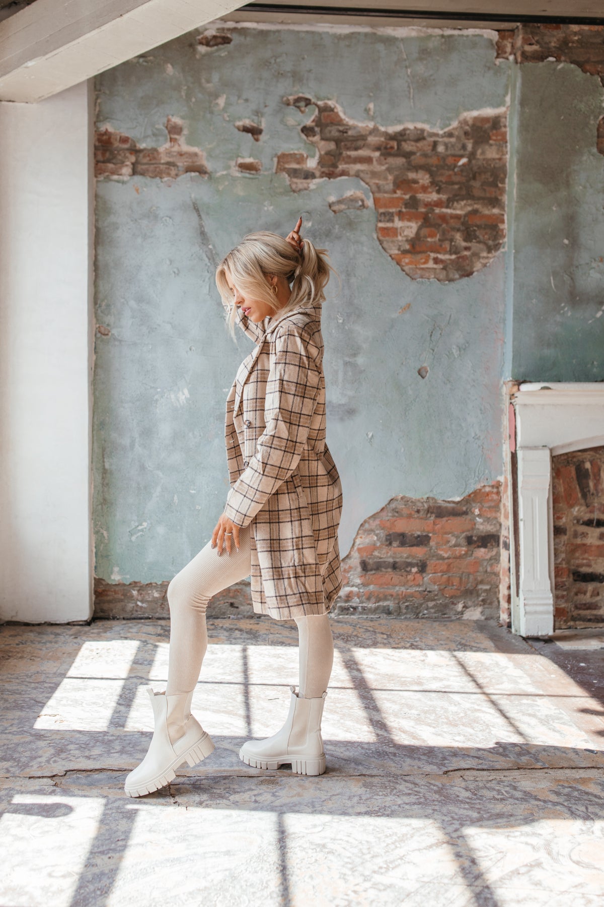Alyssa Plaid Trench, alternate, color, Taupe Plaid