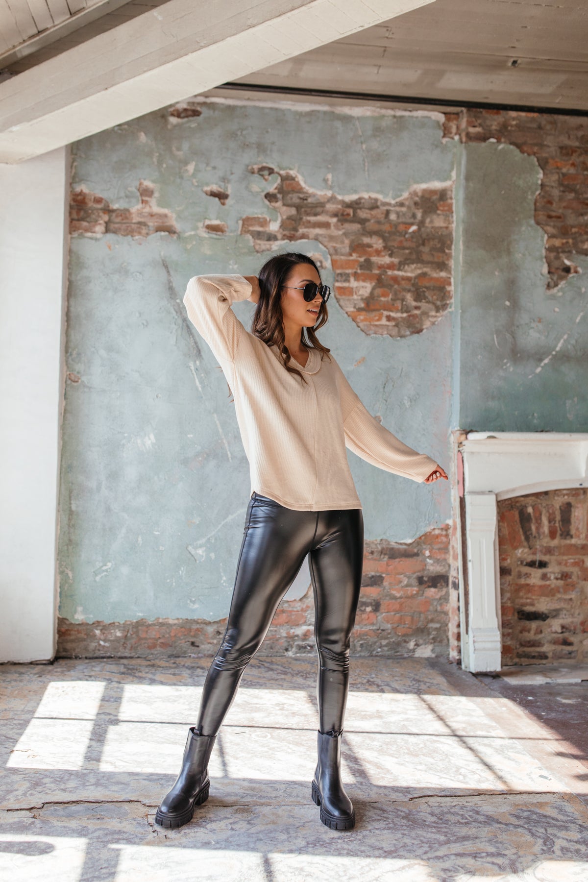Molly Ribbed Thermal, Alternate, Color, Light Taupe