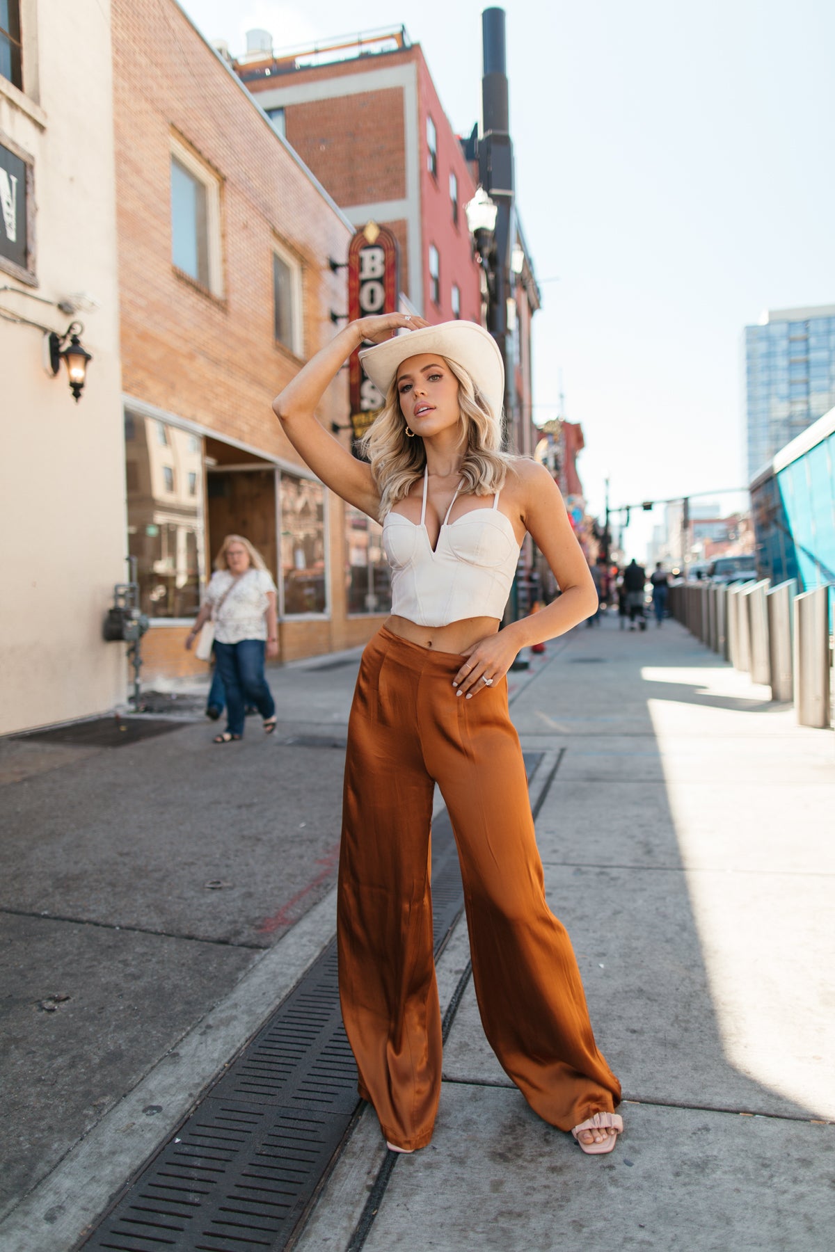 Brown Dressed For It Flowy Pants