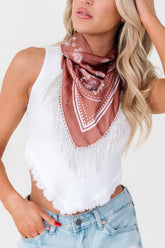 Fringe Rhinestone Bronze Bandana