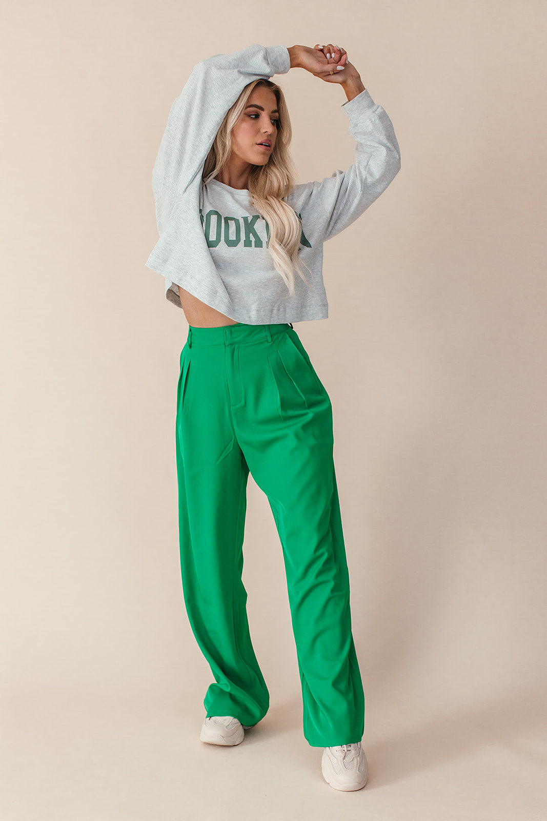 Kaia Pocketed Wide Leg Pants, alternate, color, kelly green