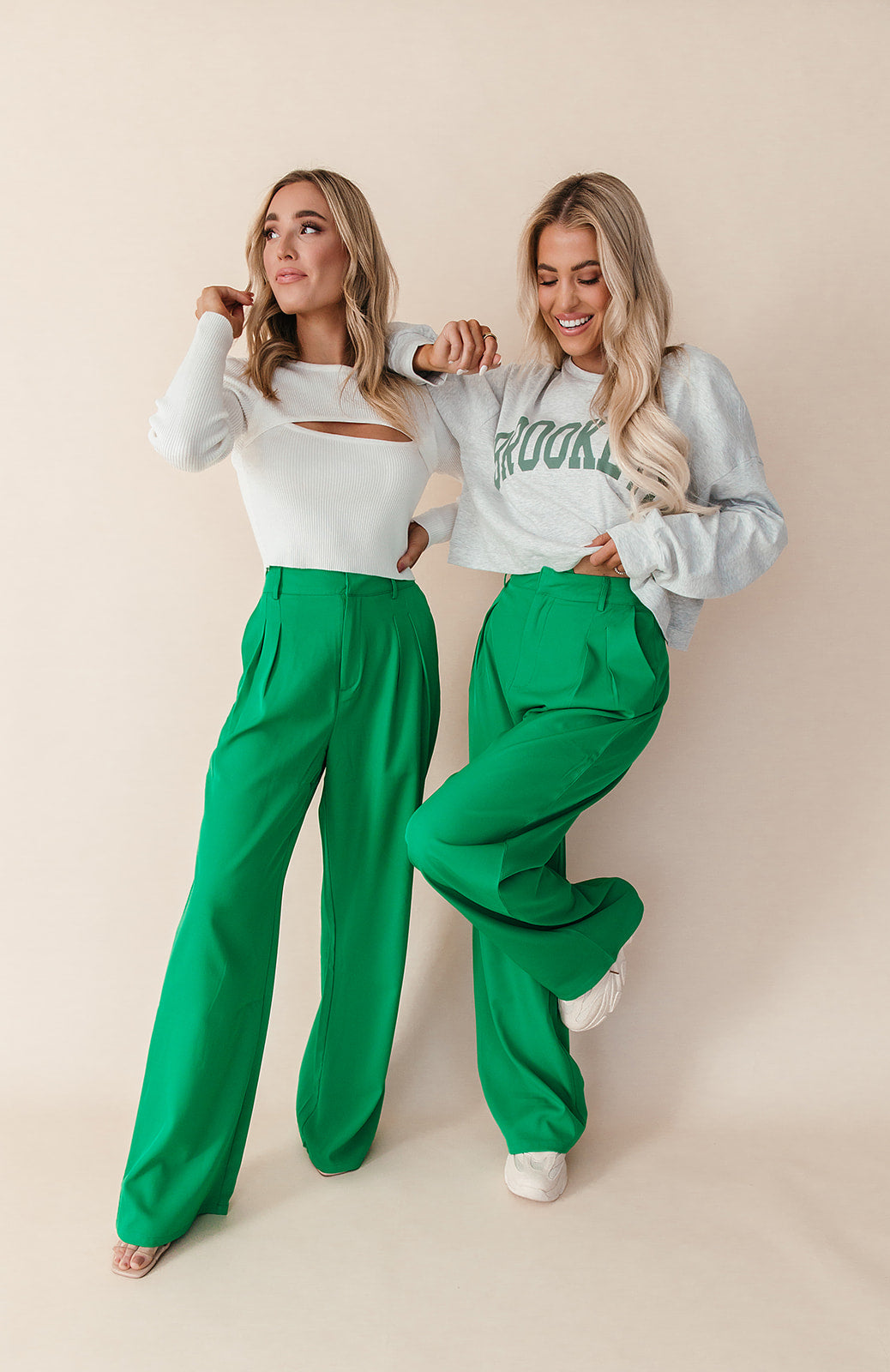Kaia Pocketed Wide Leg Pants, alternate, color, kelly green