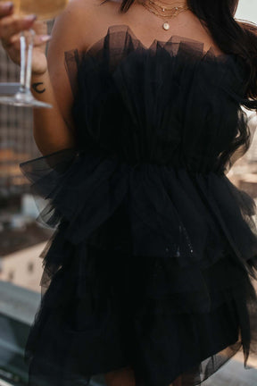 Valerie Black Tulle Mini Dress, alternate, color, Black