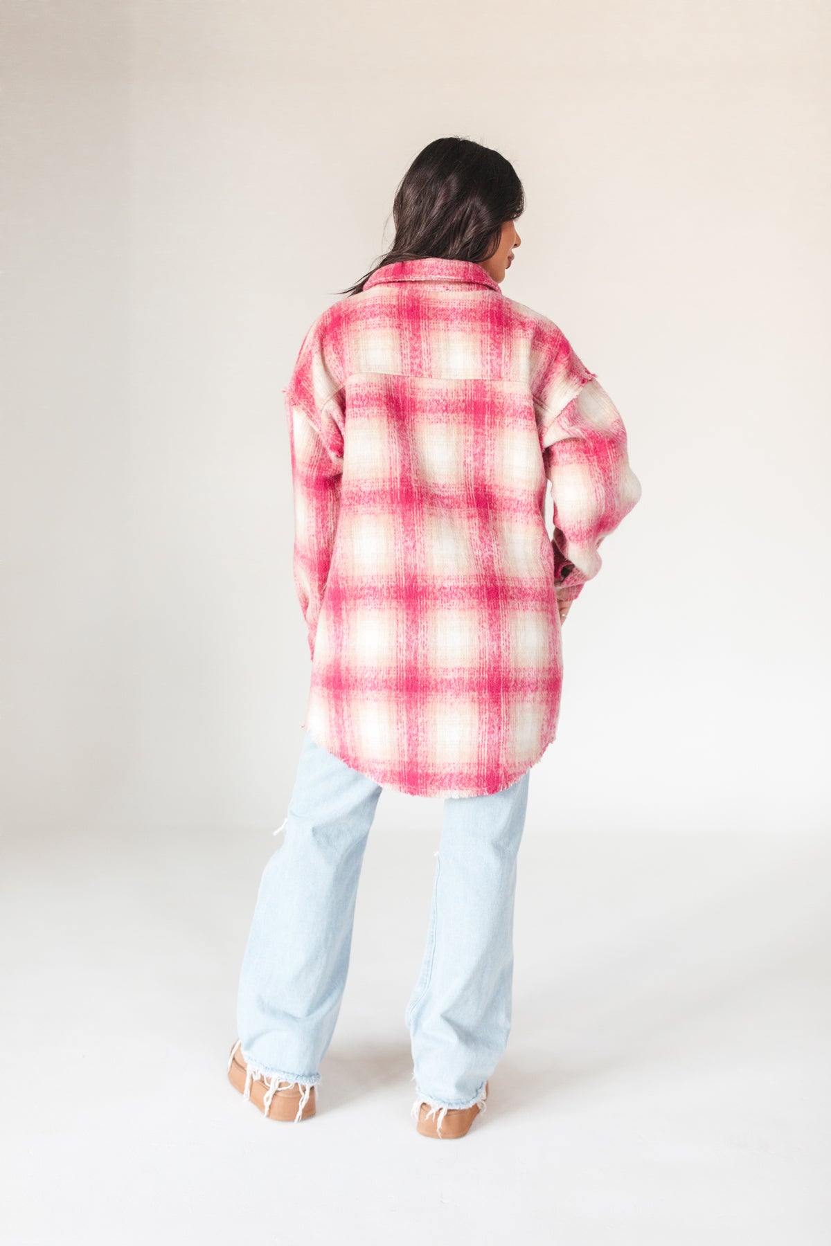 Danielle Plaid Coat, alternate, color, Pink Plaid