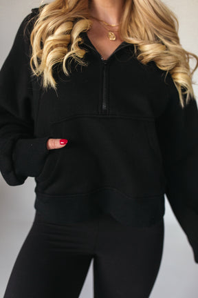 Leo Black Quarter Zip, alternate, color, Black