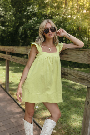 Cleo Mini Dress, alternate, color, Chartreuse