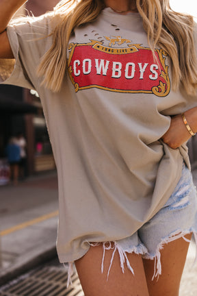 Distressed Cowboys Tee, Alternate, Color, Khaki