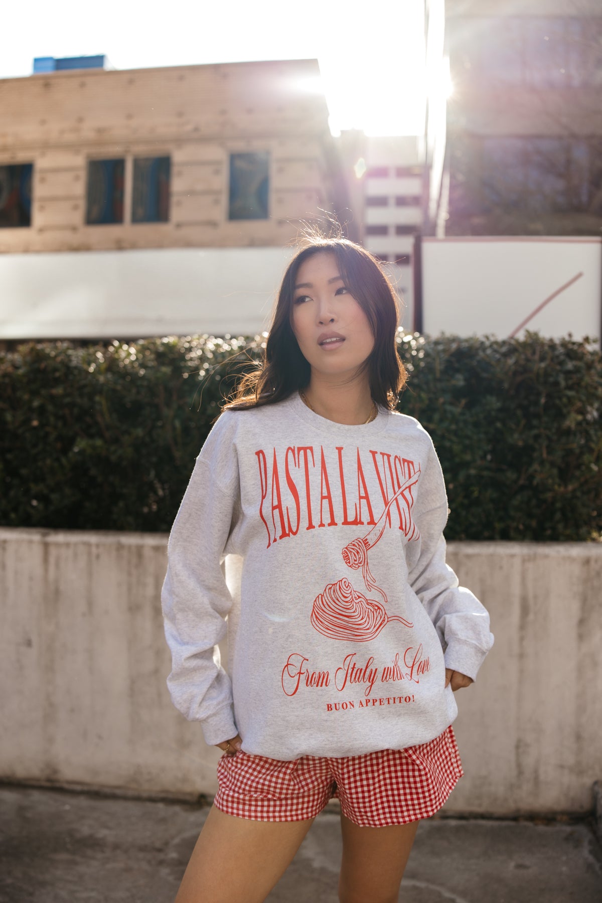 Pasta La Vista Sweatshirt, Alternate, Color, Light Heather Grey