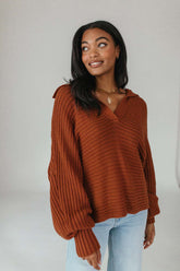 Dre Copper Collared Sweater,alternate,color,Copper