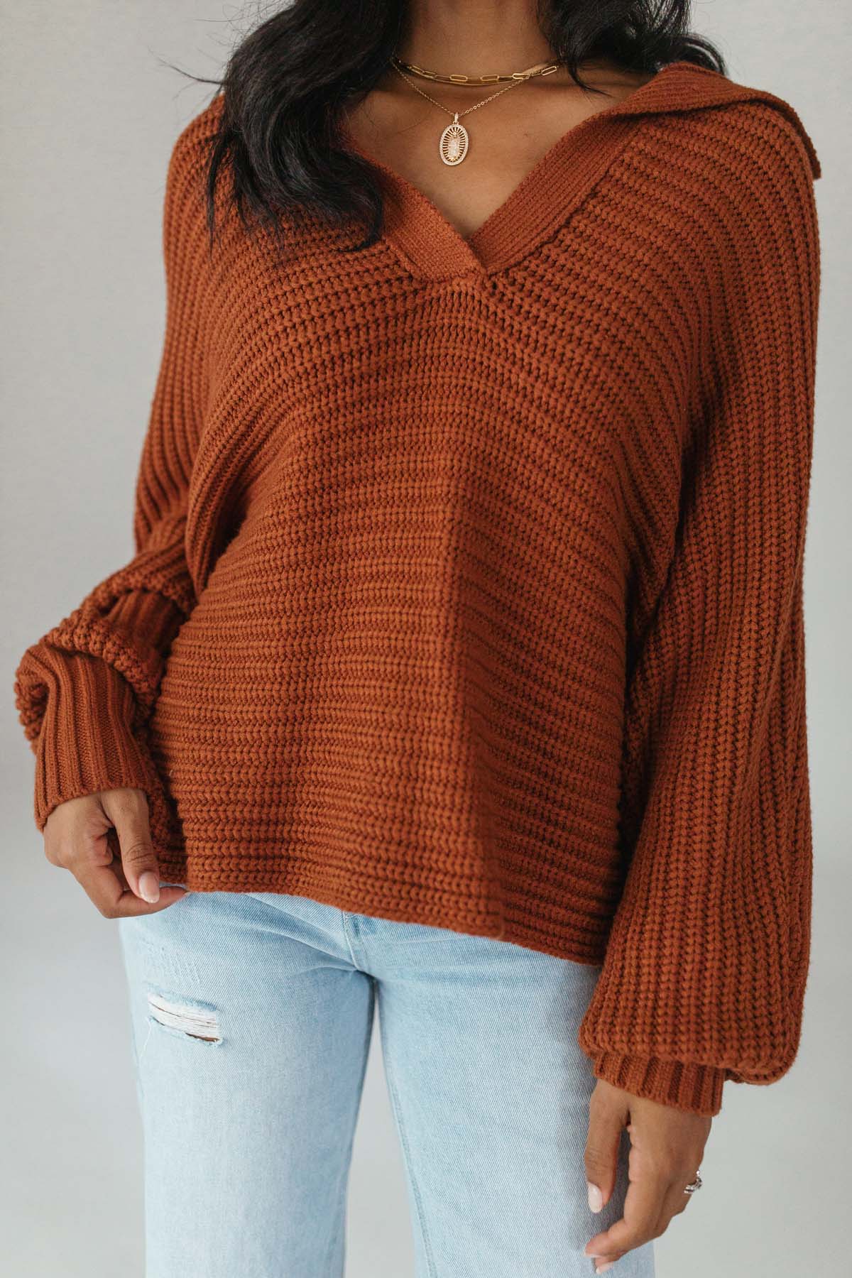 Dre Copper Collared Sweater,alternate,color,Copper