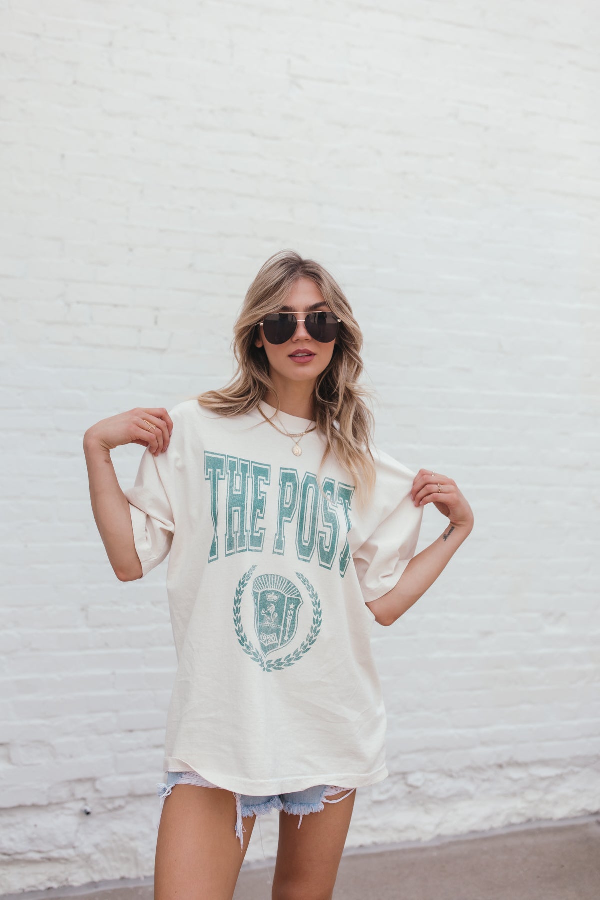 The Post Tee, alternate, color, Ivory