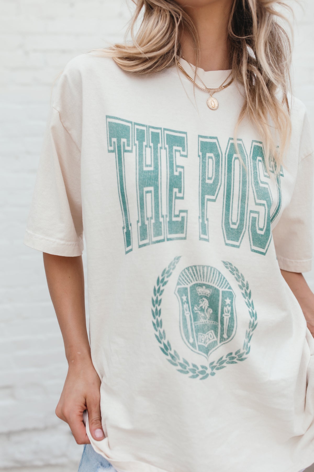 The Post Tee, alternate, color, Ivory