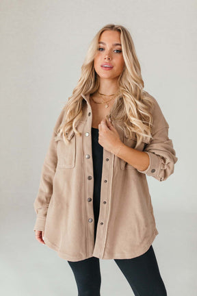 Graycee Taupe Shacket, alternate, color, Taupe
