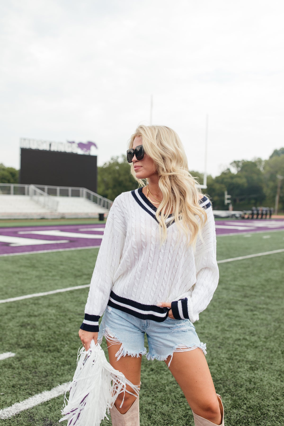 Skylar Cable Knit Pullover, Alternate, color, White and Navy