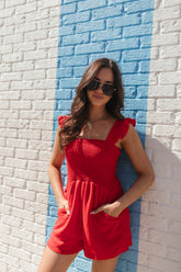 Ashley Romper, alternate, color, Red