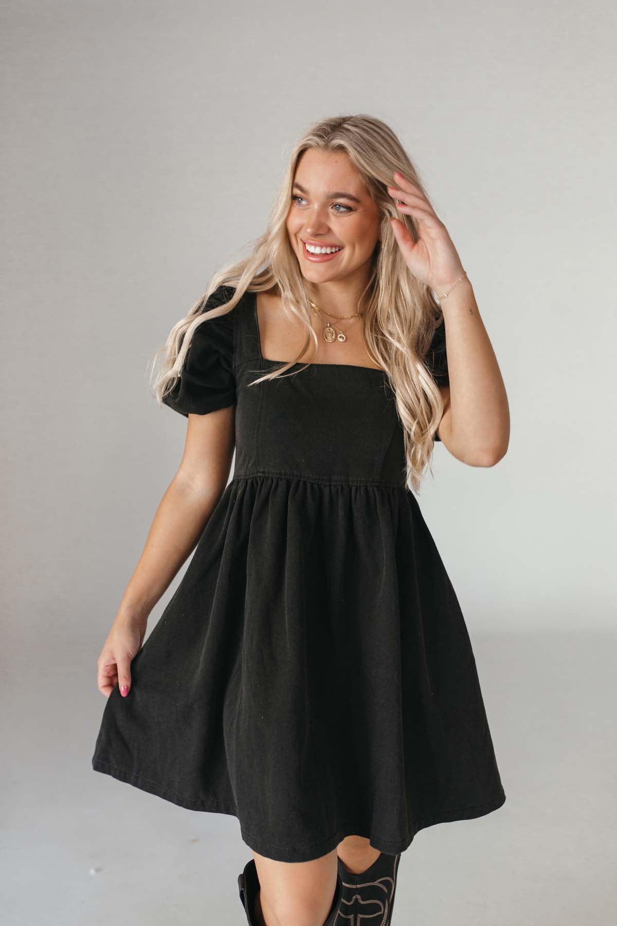 Alaina Dress, Alternate, Color, Black Denim
