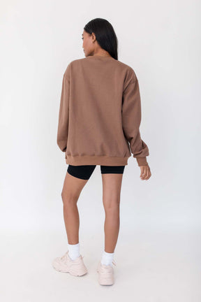 Postie Chocolate Oversized Sweatshirt, alternate, color, Chocolate