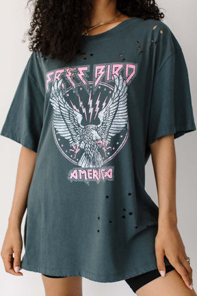 Free Bird Distressed Graphic, alternate, color, Slate
