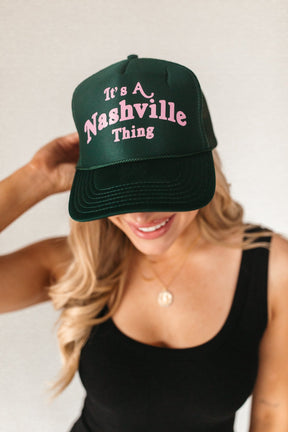 Nashville Thing Trucker Hat, alternate, color, Hunter Green