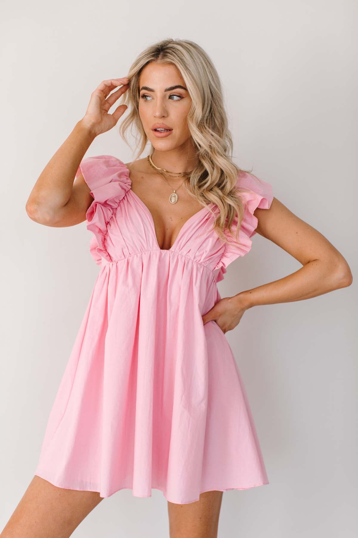 Stephanie Bubblegum Mini Dress, alternate, color, Bubblegum