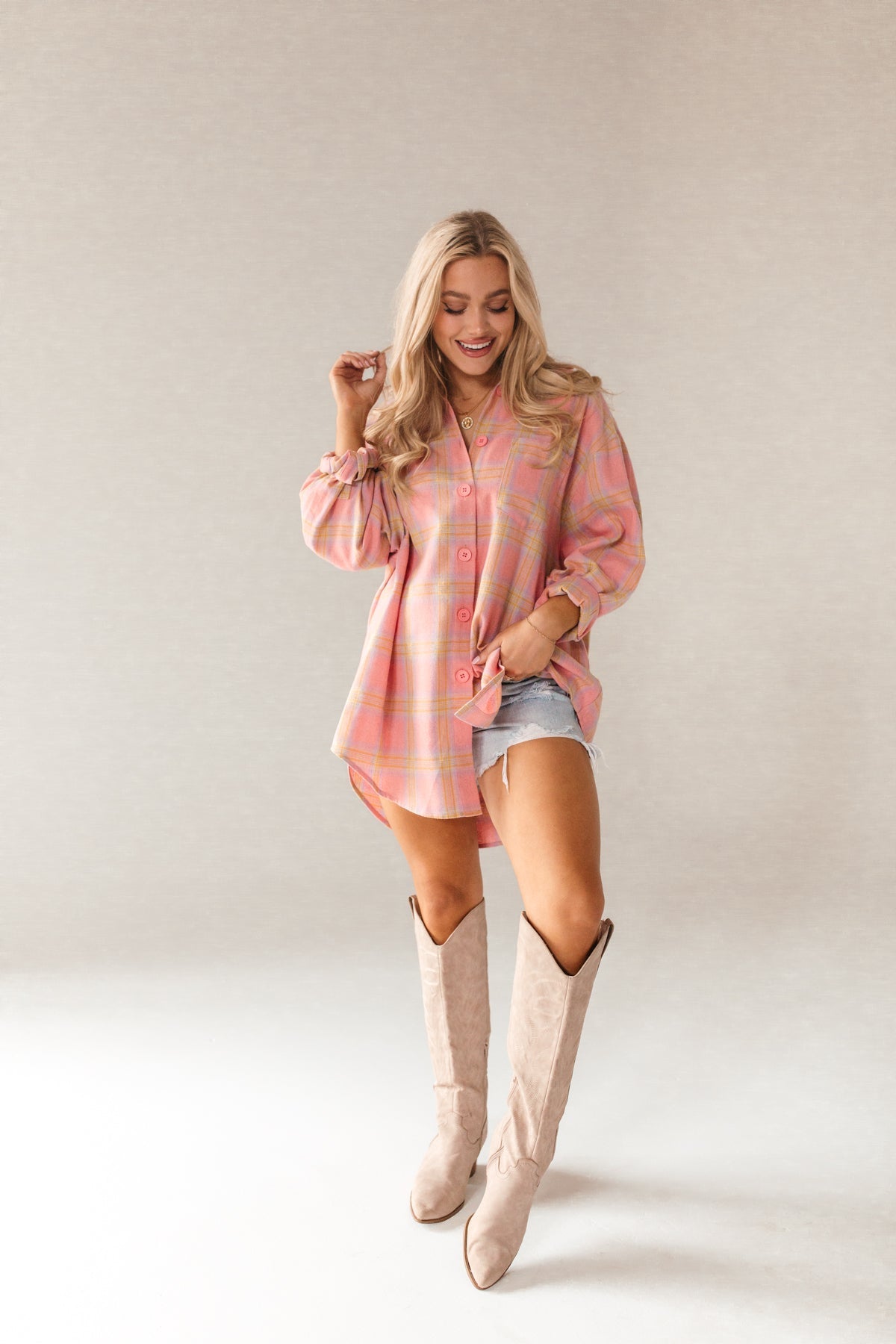 Keaton Plaid Tunic, alternate, color, Pink