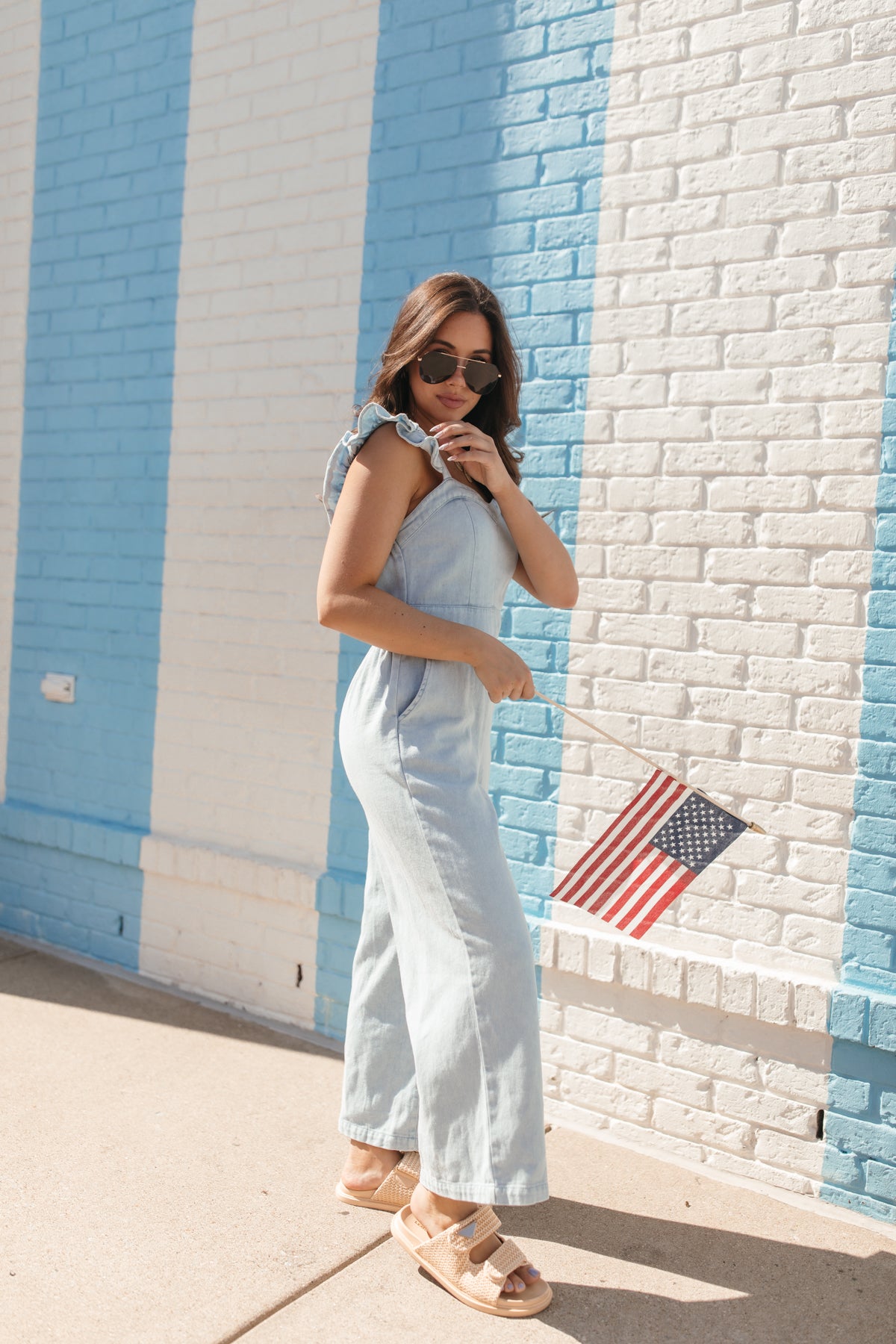 Angela Chambray Jumpsuit, alternate, color, Chambray