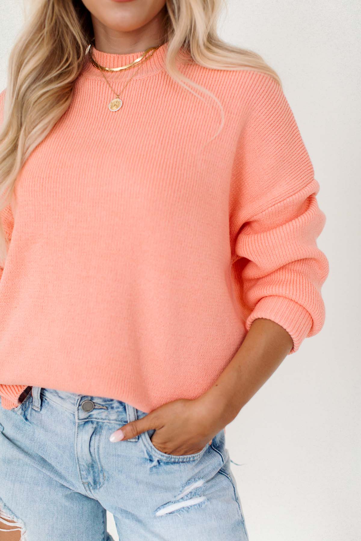 Cole Peach Lightweight Sweater, alternate, color, Peach