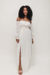 Fallon Off the Shoulder Maxi, alternate, color, Ivory