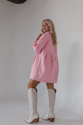 Presley Pink Button Down Dress, alternate, color, Hot Pink