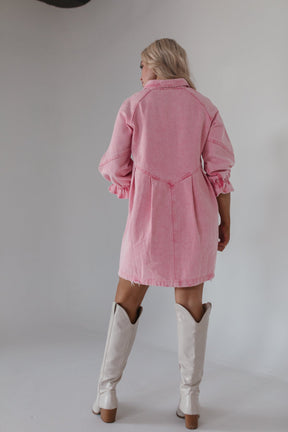 Presley Pink Button Down Dress, alternate, color, Hot Pink