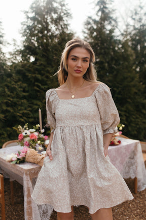 Embroidered Babydoll Dress, alternate, color, Taupe