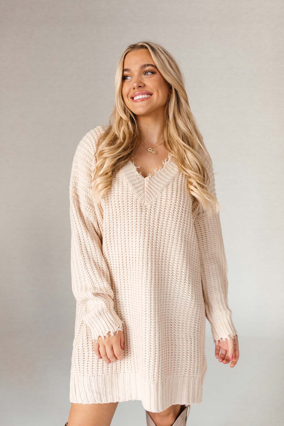 Distressed Knit Tunic, alternate, color, Taupe