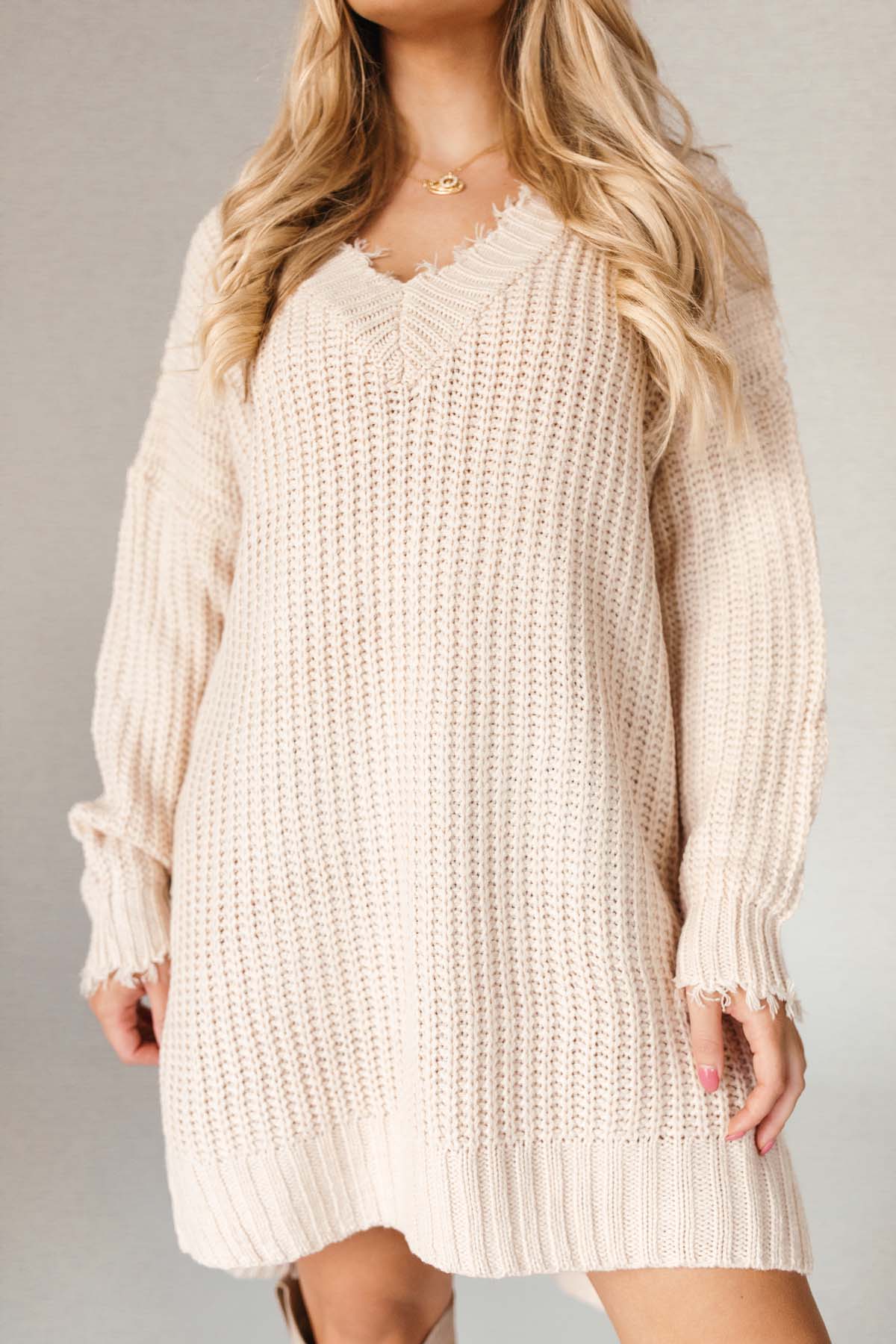 Distressed Knit Tunic, alternate, color, Taupe