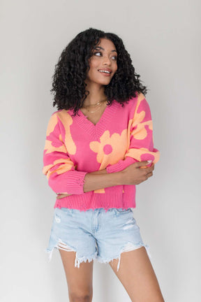 Davi Sweater, alternate, color, Hot Pink