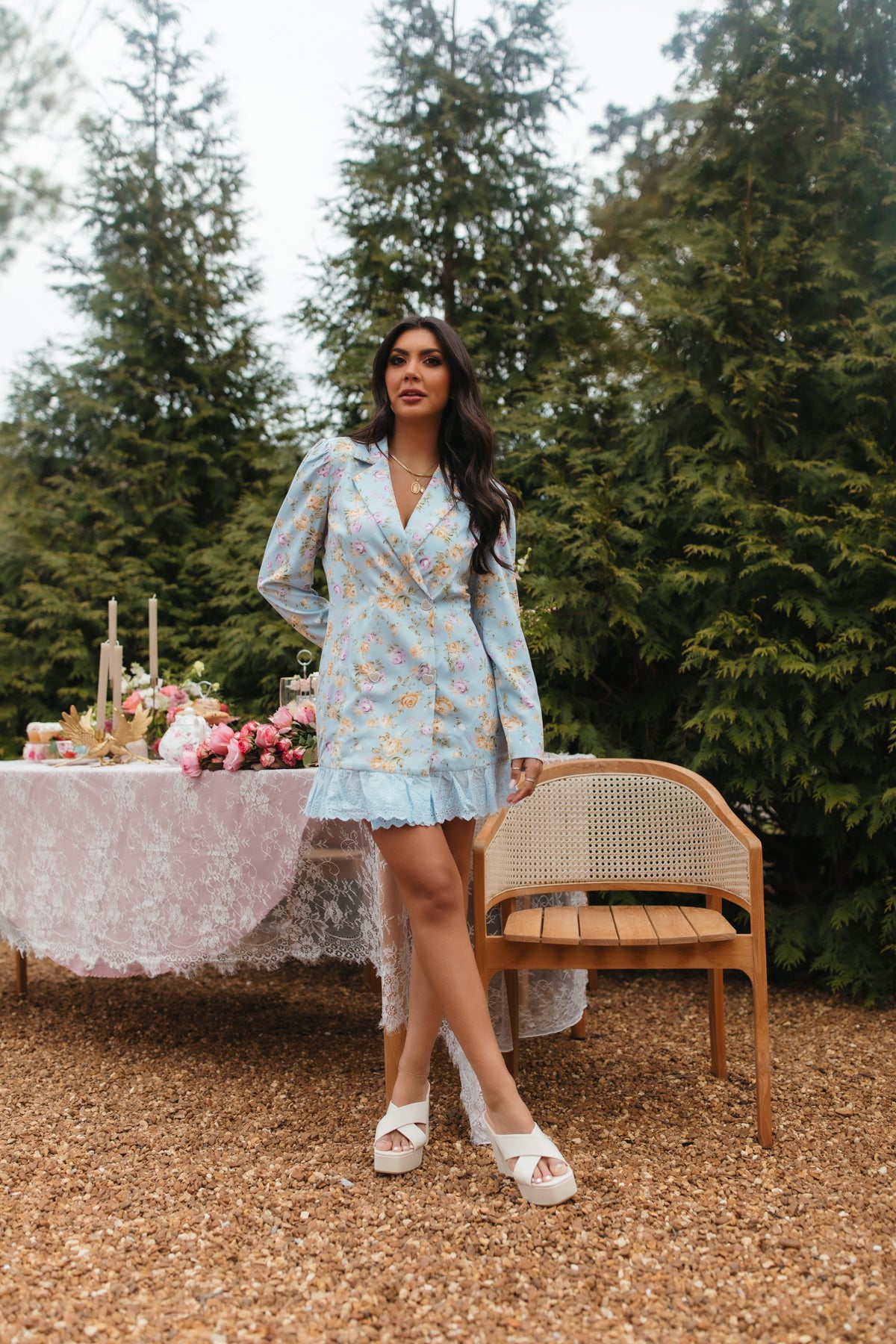 Floral Blazer Dress, alternate, color, Light Blue