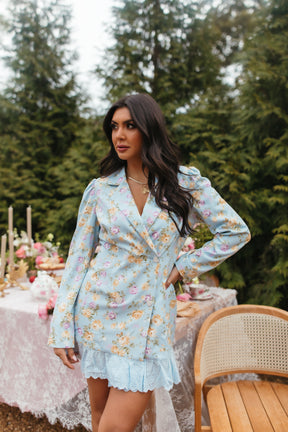 Floral Blazer Dress, alternate, color, Light Blue