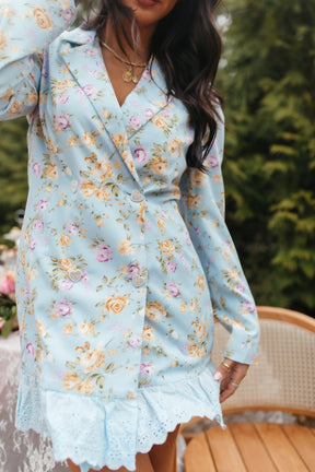 Floral Blazer Dress, alternate, color, Light Blue