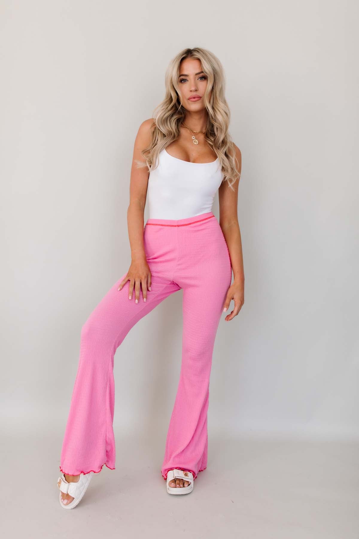 Buy Only Pink Cotton Color-Block Straight Fit High Rise Pants for Women  Online @ Tata CLiQ