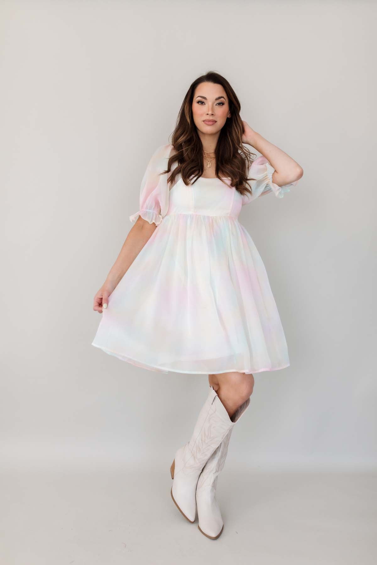 Audrina Babydoll Dress, alternate, color, Multi