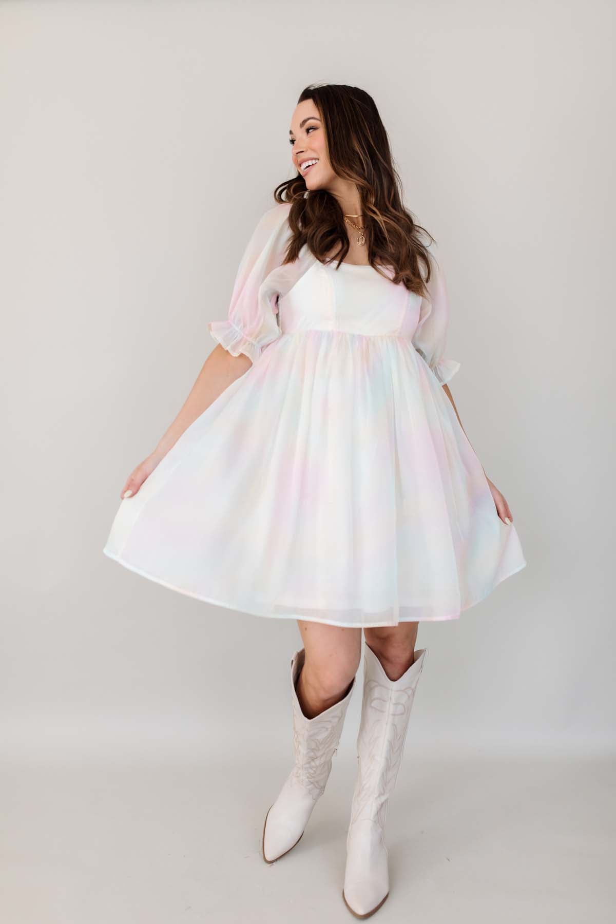 Audrina Babydoll Dress, alternate, color, Multi