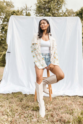 Crochet Sleeve Shacket, alternate, color, Taupe