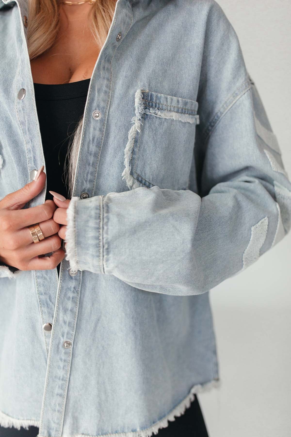 Peace Denim Button Down, Alternate, Color, Denim