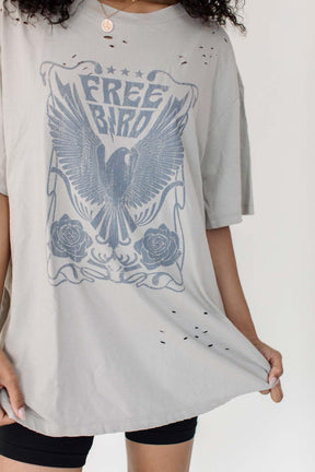 Tia Khaki Distressed Graphic Tee, alternate, color, Khaki