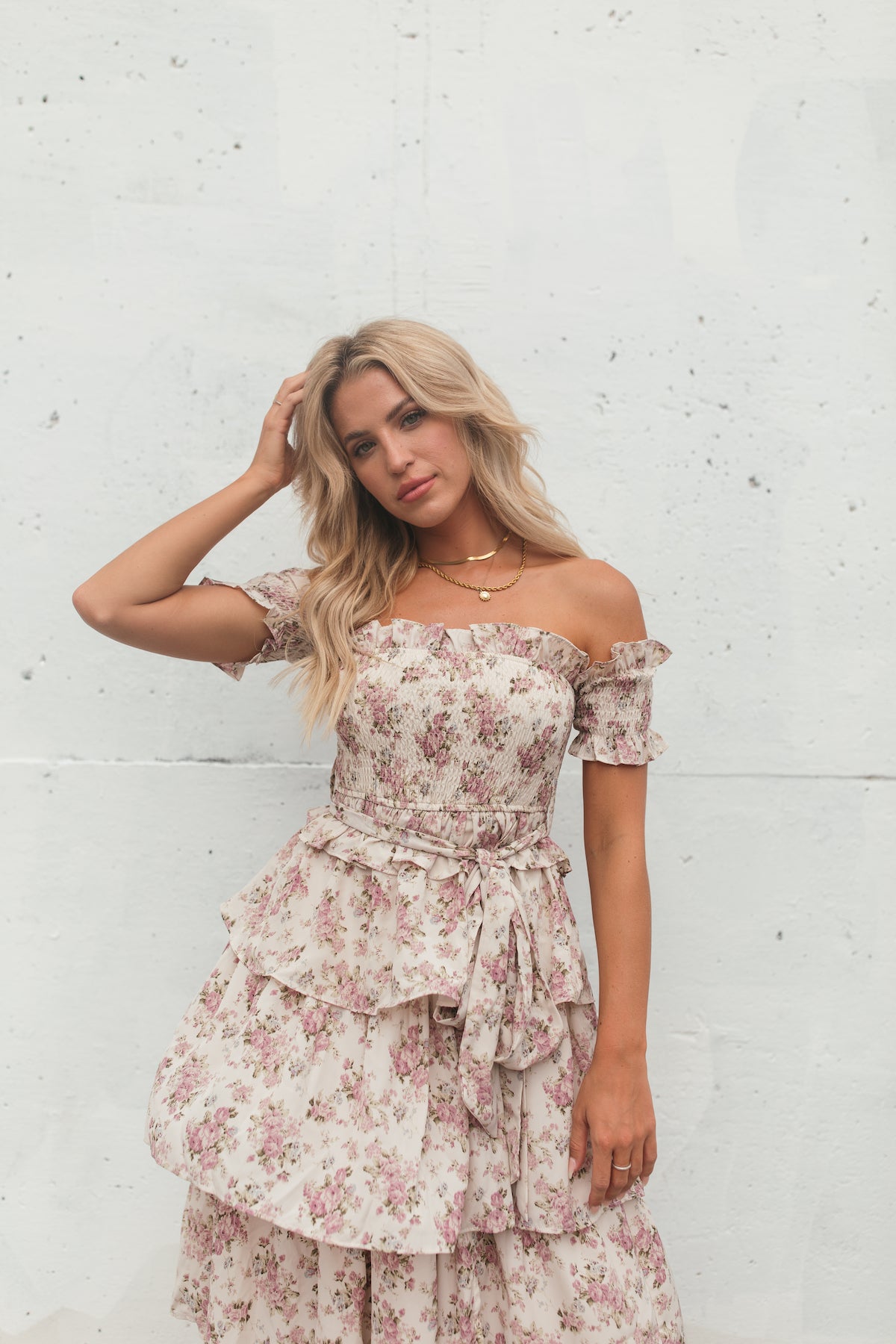 Isabelle Floral Midi, Alternate, Color, Taupe