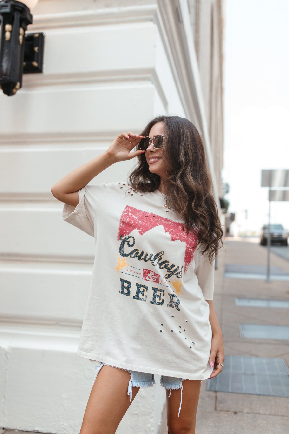 Cowboys & Beer Tee, alternate, color, Beige